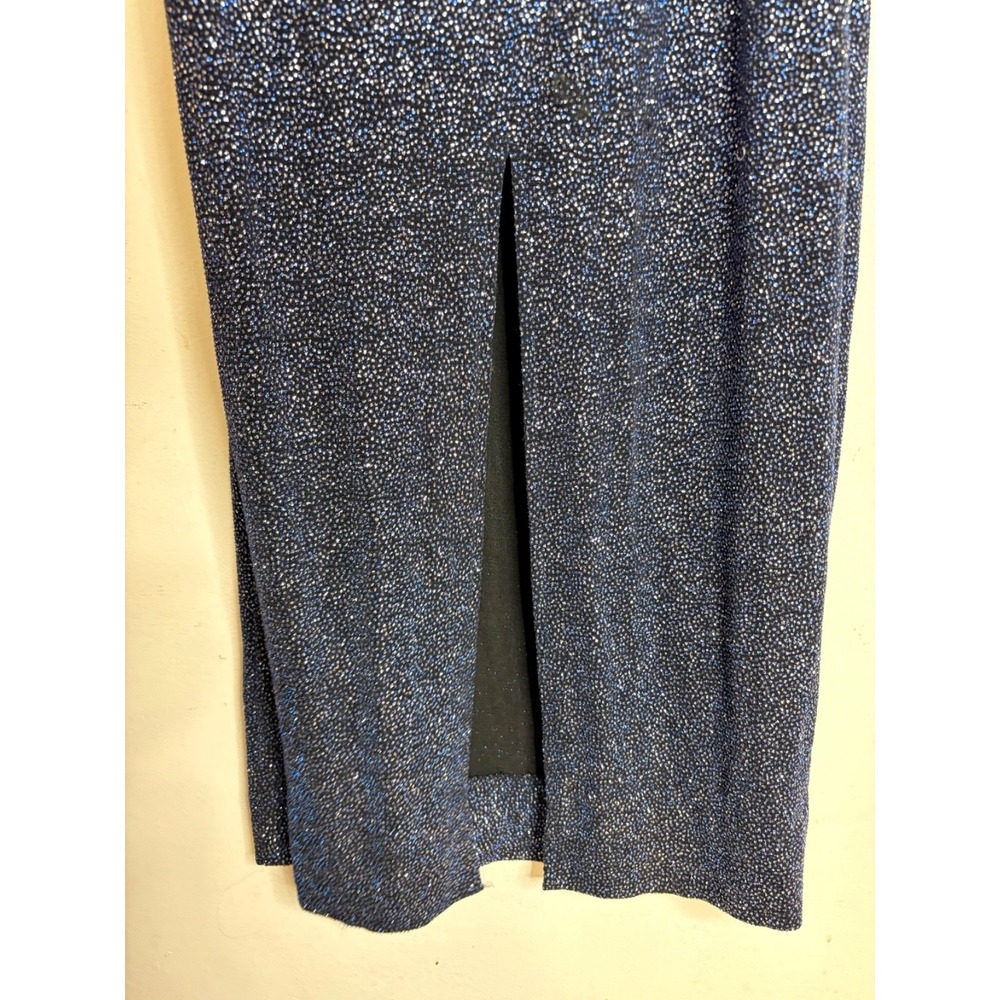 Vintage Jodi Kristopher Prom Dress Navy Glitter Drape Neck Evening Gown S - Picture 7 of 12